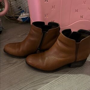 Clarks Tan Leather Ankle Booties